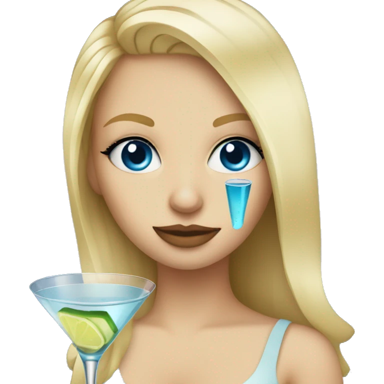 blonde hair blue eye girl drinking martini  emoji