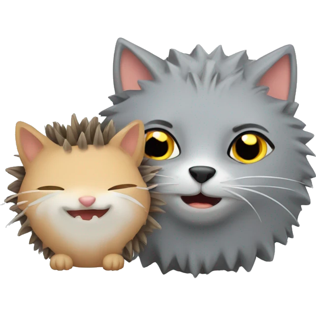a grey cat and a hedgehog next to it emoji
