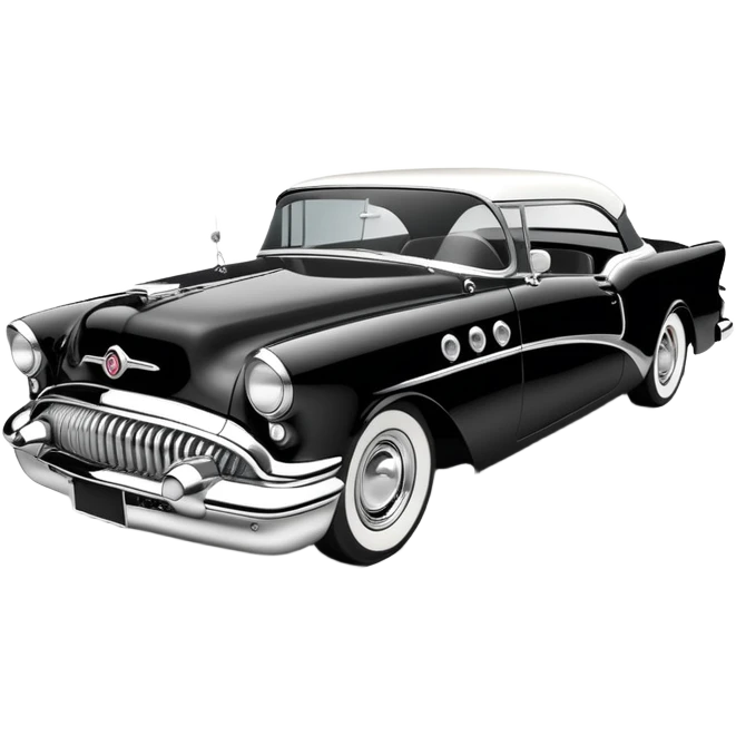 hot rod inspired by a 1956 Buick Century, black and white color scheme emoji