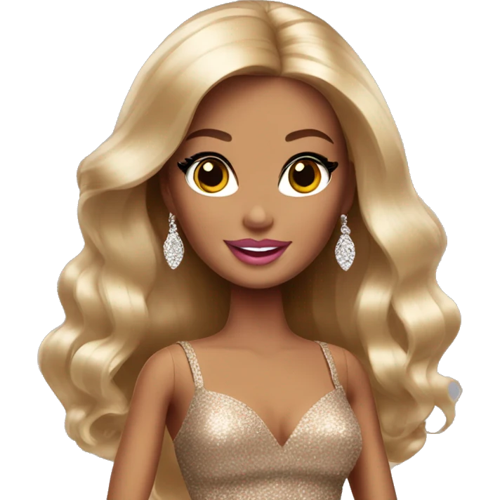 glamorous barbie with brown hai emoji