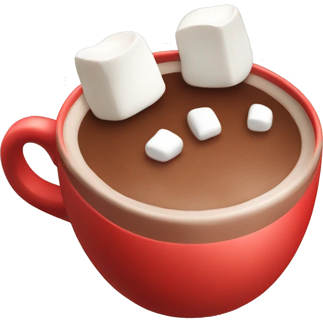 red mug of hot chocolate with marshmallows emoji