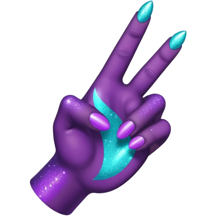 Glitter Roxo e Ciano Mão apontando para direita emoji