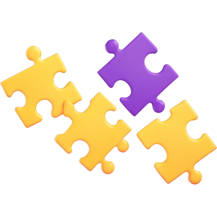 two purple puzzle pieces floating in the air emoji