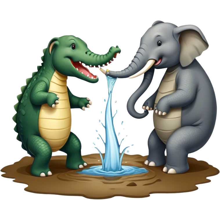 Alligator fighting an elephant emoji