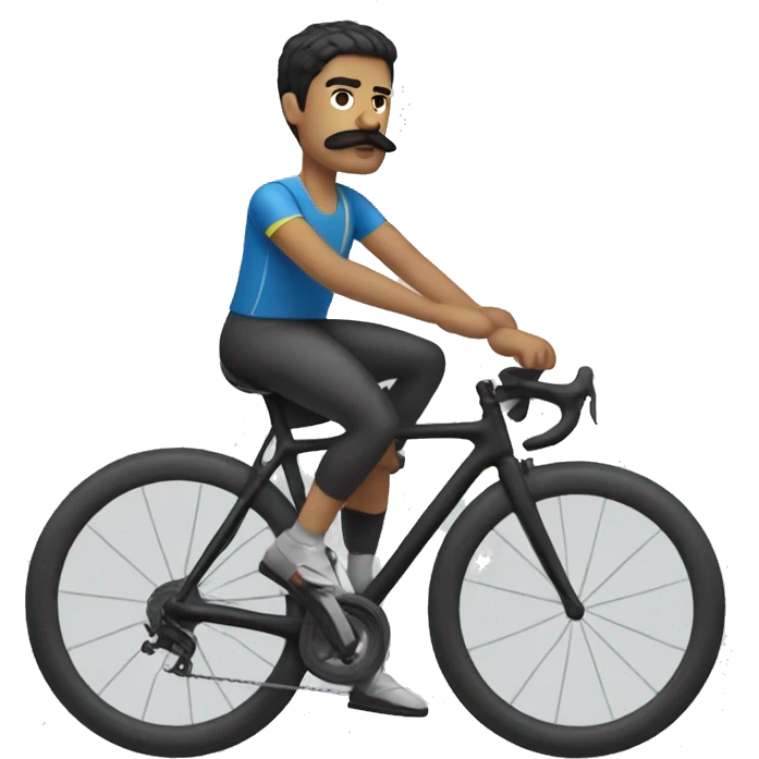 Cyclist with short dark hair with mustache emoji