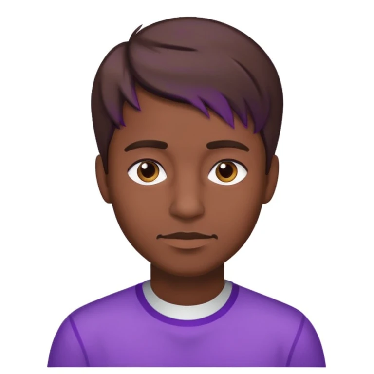 Um homem de cabelo roxo e moreno  emoji