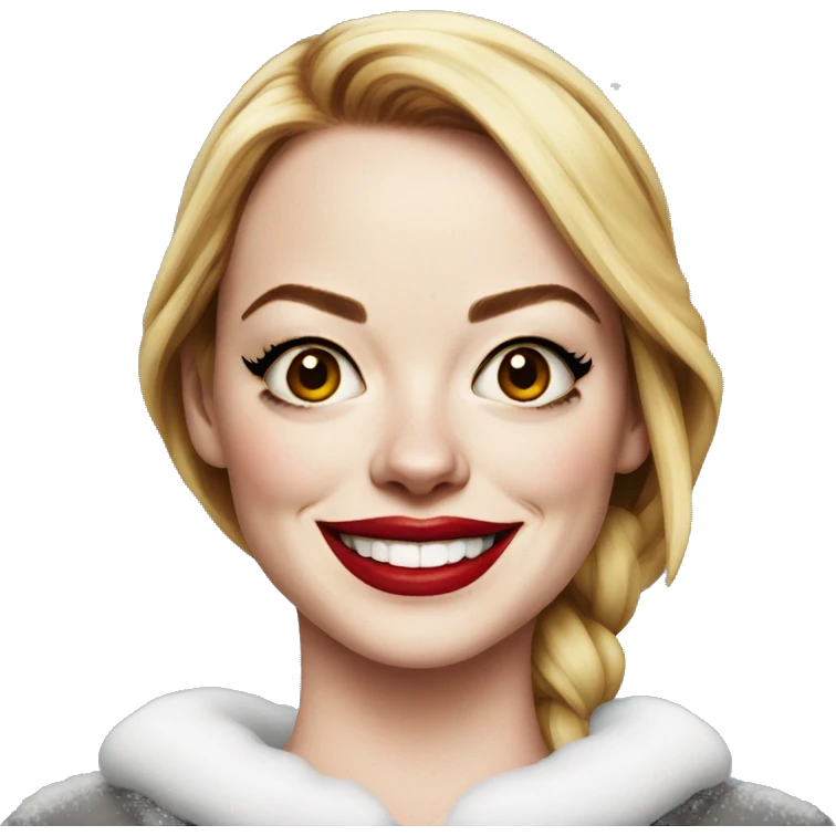 Emma Stone as santa claus emoji