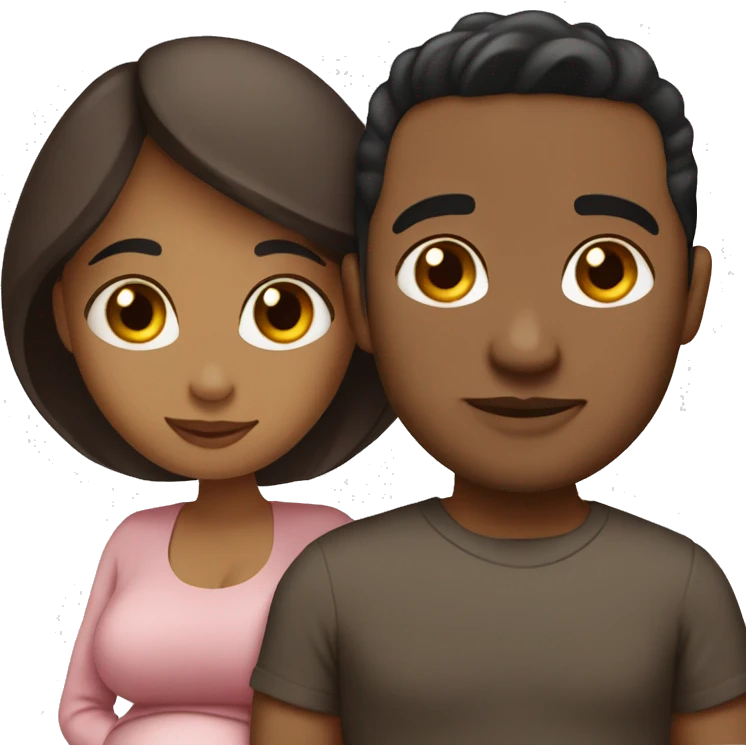 Pregnant wife dark brown and latin husband clean-shaven emoji
