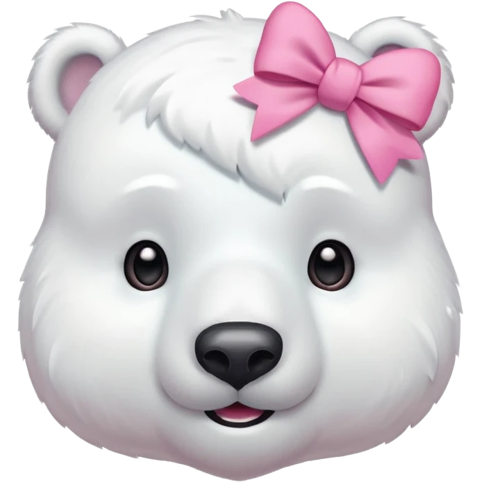 A polar bear smiling shy, blushed and with a pino bow on the head emoji