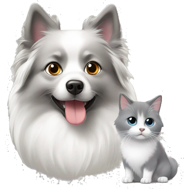 japanese spitz and grey small ragdoll  emoji
