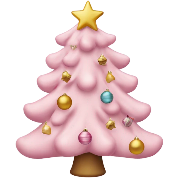 Light pink Christmas tree with ornaments on it emoji