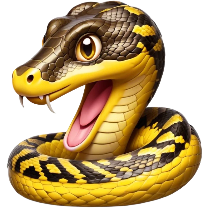 Cinematic Comical Python Portrait Emoji, Head tilted dramatically with an exaggeratedly shocked expression, featuring a robust, patterned body with wide, comically expressive eyes full of humorous disbelief, Simplified yet hilariously expressive features, highly detailed, glowing with a slightly sassy glow, high shine, dramatic yet playful, stylized with an air of quirky reptilian attitude, soft glowing outline, capturing the essence of a meme-worthy python that looks ready to side-eye its way into viral fame! emoji