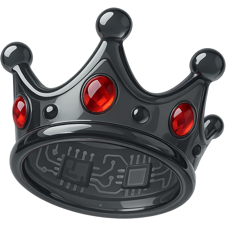 realistic black crown with red gems emoji