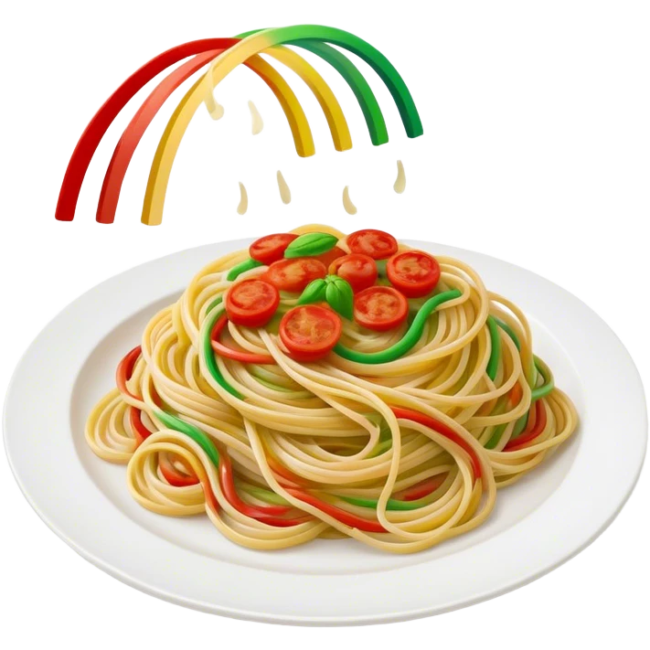 green white and red rainbow with a plate of spaghetti at the end of it emoji