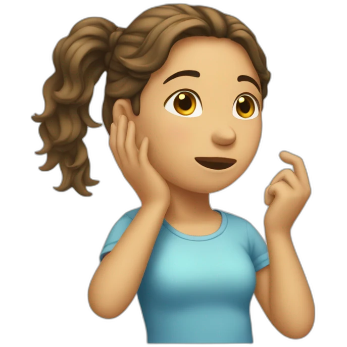 Girl Tucking hair behind ear with her hand emoji