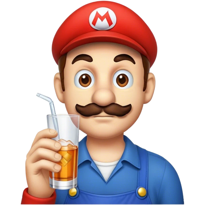 Mario drinking vodka small size emoji