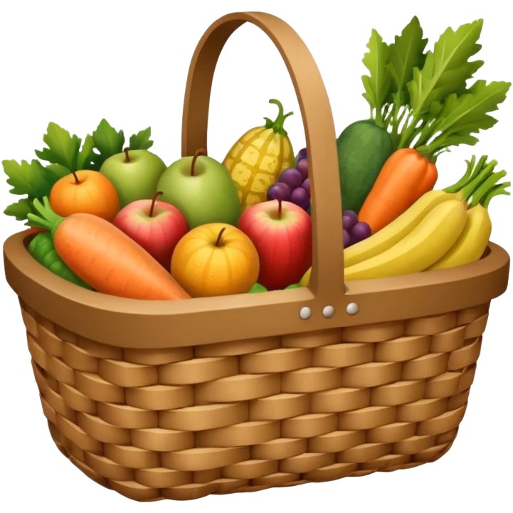 wicker basket with groceries, no pattern on the bag emoji