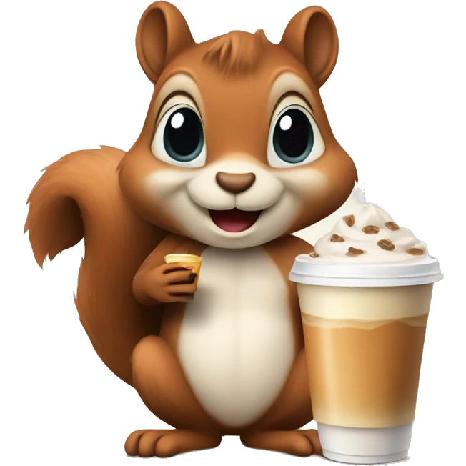 Squirrel with iced coffee emoji