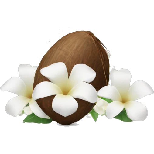 coconut heart with white roses emoji