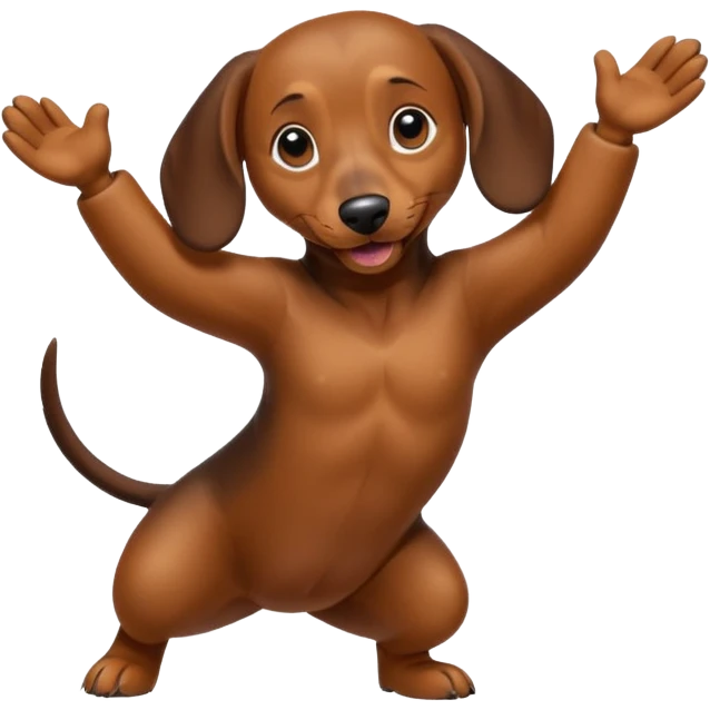 Create a dachshund doing a dab move emoji