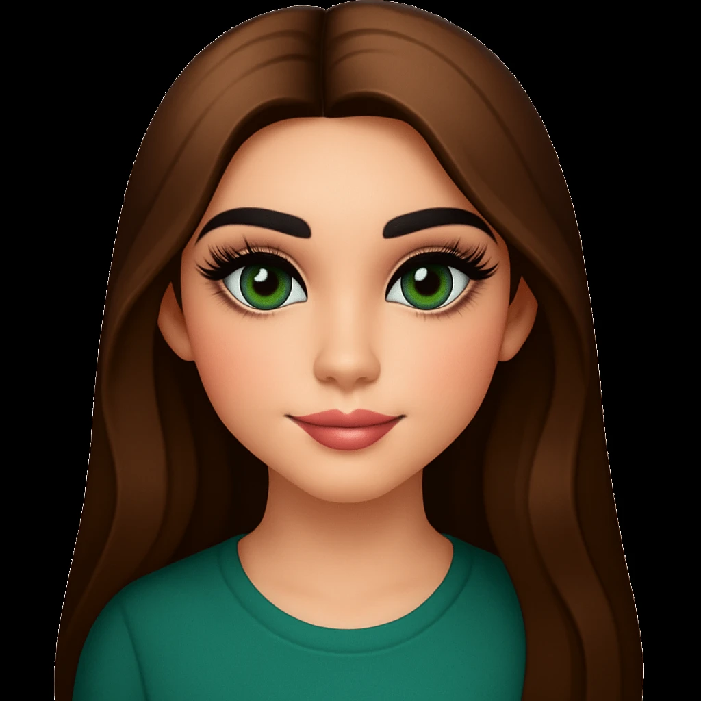 Make the eyebrows black, add a little light makeup, make the eyelashes long and thick, and add more shades to the green eye color (keep the OPhome emoji style) emoji