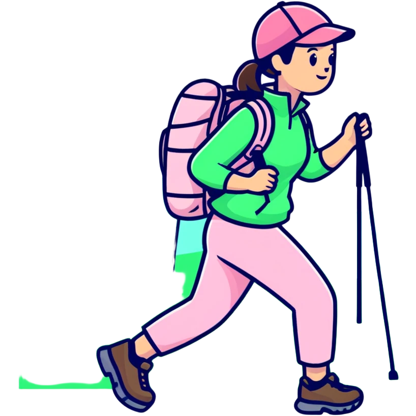 woman hiking wearing light pink clothes emoji