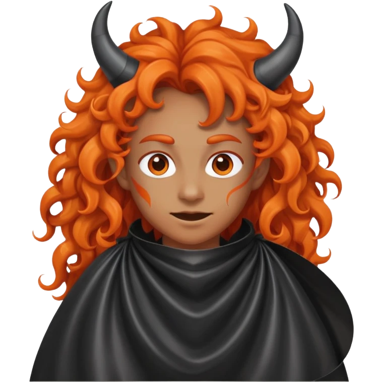 Trash bag with long orange curly hair and devil horns  emoji