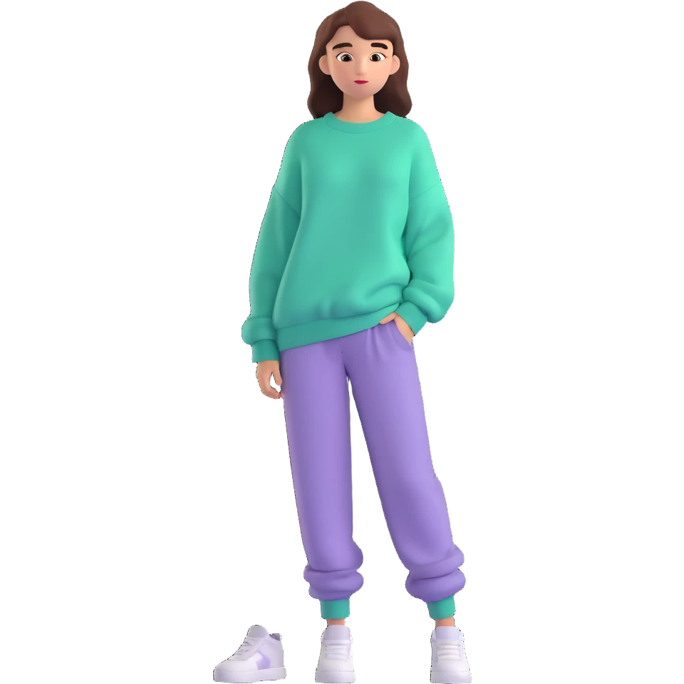 full body modern teenage girl wearing oversized sweater and pants emoji