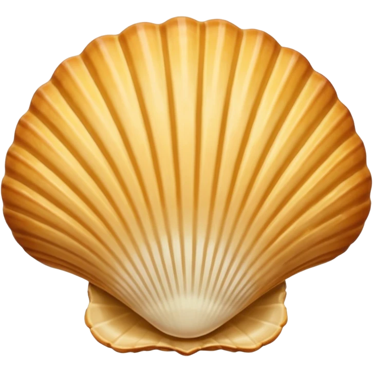 A madeleine pastry. Oval seashell shape with ONLY four to five vertical lines going in the same direction. Light golden brown. Scalloped edge. Cookie. Flat. Long. Oval shape. Lets scallops. Only four or five scalloped lines. Oblong shape emoji