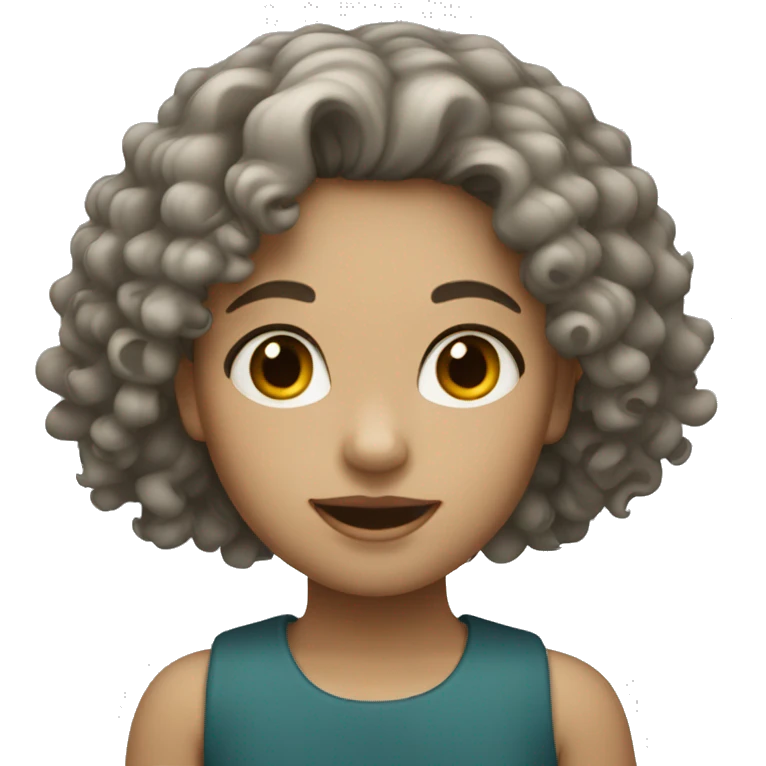 A girl with a curly hair and white skin tone emoji