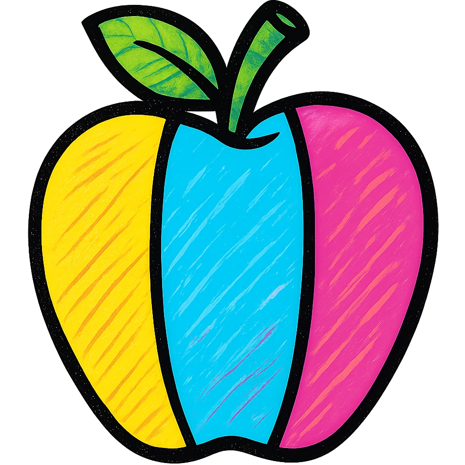 an apple with a Mexican flag pattern, bold colors, no text emoji