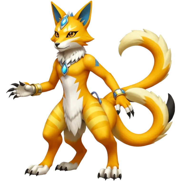 Matias-Koraidon-Renamon-Zeraora-Bastet-Digimon-Fakémon-fusion-creature, full body emoji