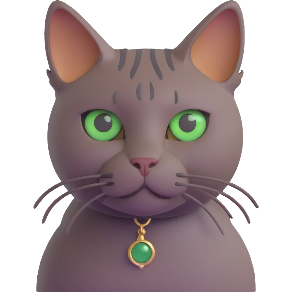 brownish gray cat with green eyes close together emoji