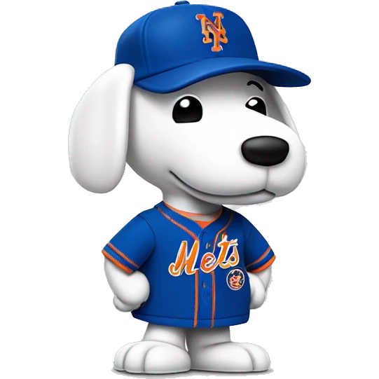 Snoopy wearing a New York Mets uniform emoji