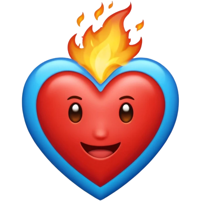 Hazme el corazón rojo con fuego azul emoji