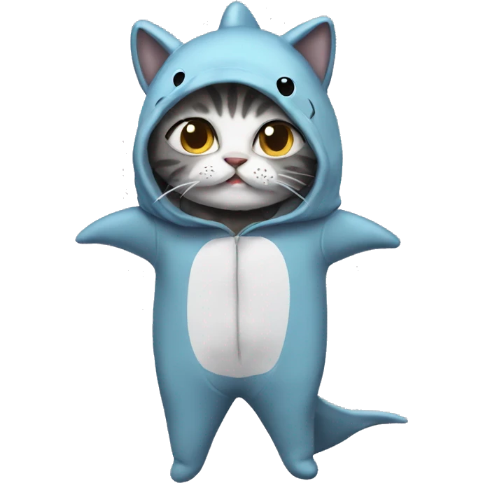Cat in a shark onesie emoji