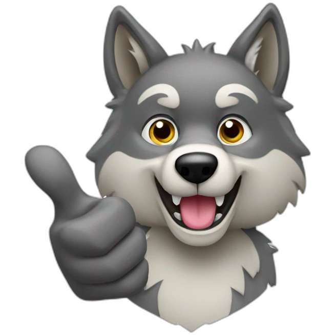 wolf doing a thumbs up emoji