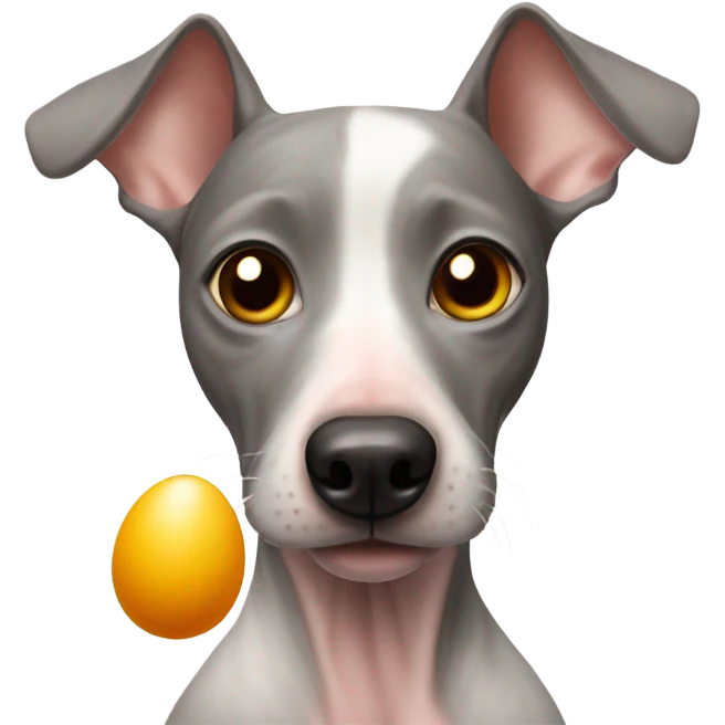 American Hairless Terrier eating Boiled egg emoji
