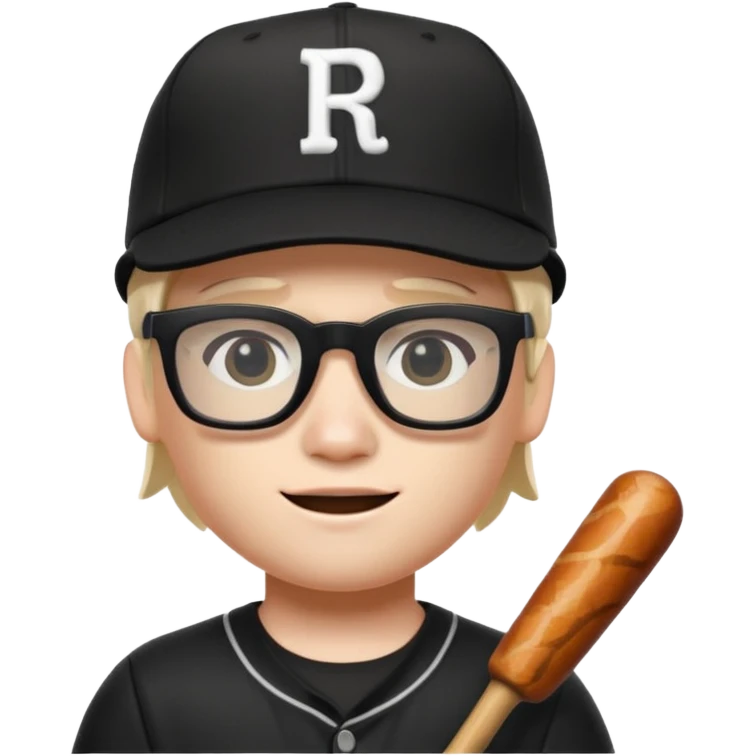 a roblox bacon that has a black baseball hat and has cool black glasses emoji