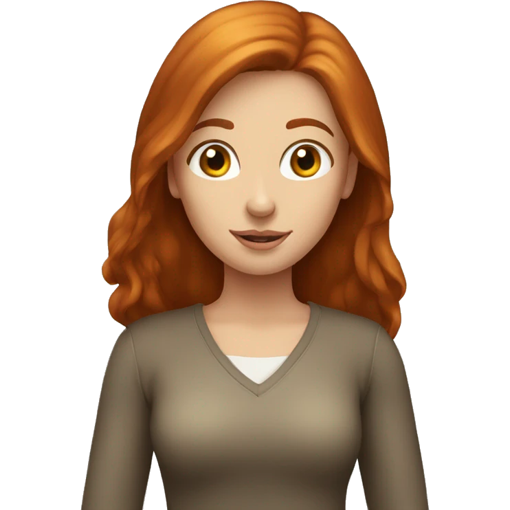 Straight Dark Ginger haired beautiful girl, emoji