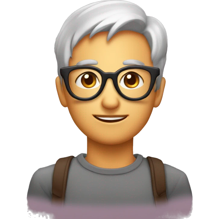 Una osa café escuro enojada, moño rosa en la oreja, con lentes cuadrados emoji