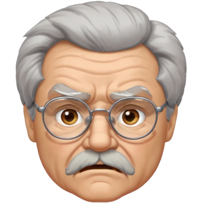 make old old man like 80 with gray hair and fur has HUGE EYE brows and glasses and is always mad and gay emoji
