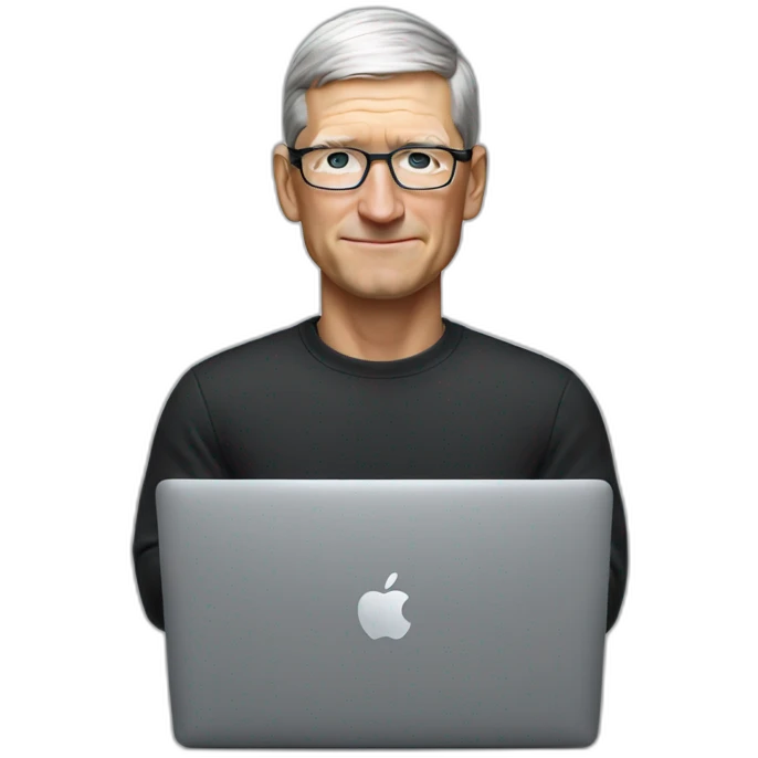 tim cook with a macbook pro emoji