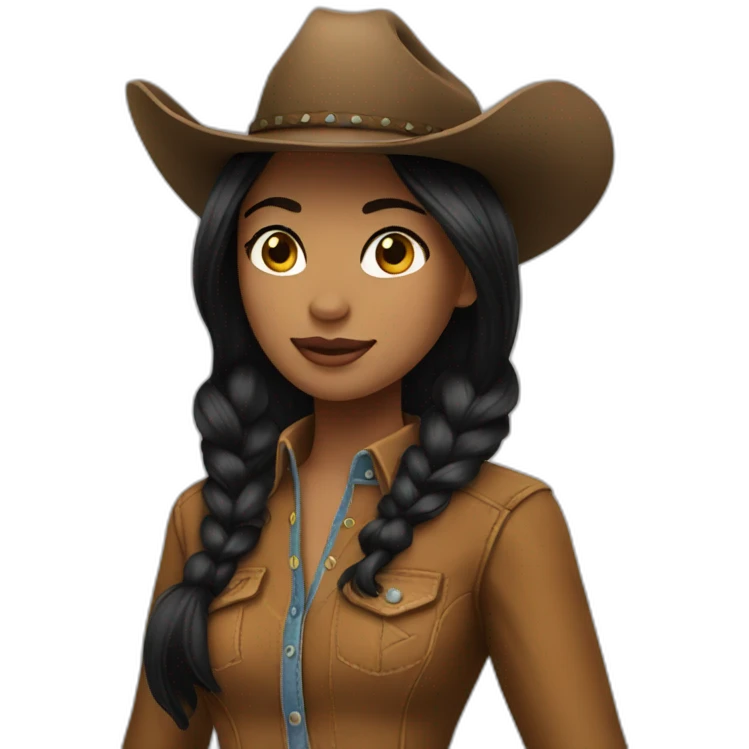 cowgirl straight black hair emoji