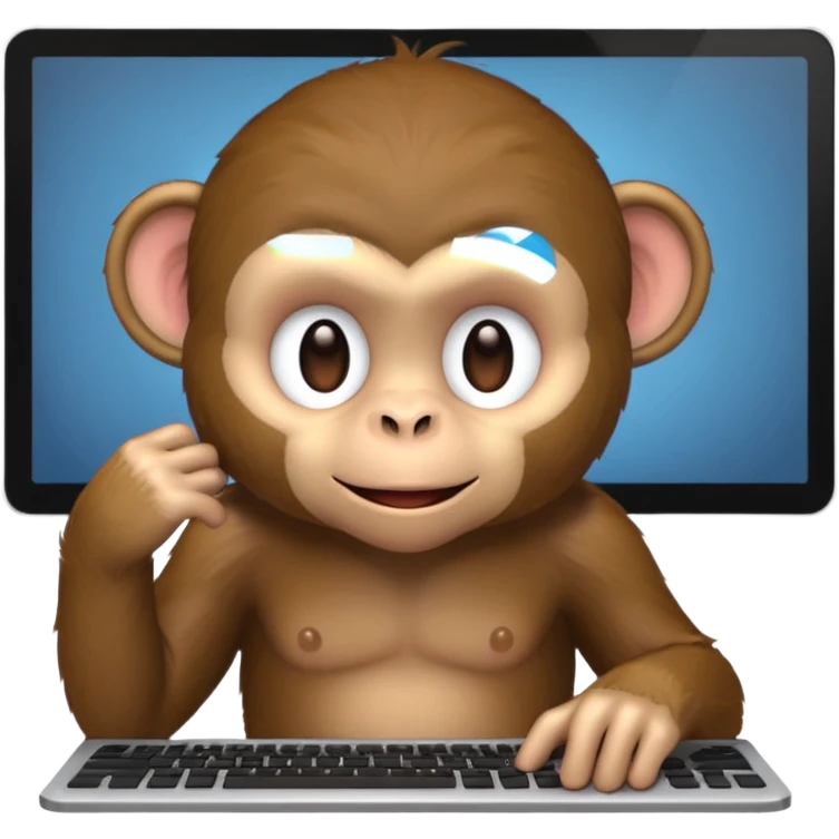 a monkey sitting in front of a computer, emoji style emoji