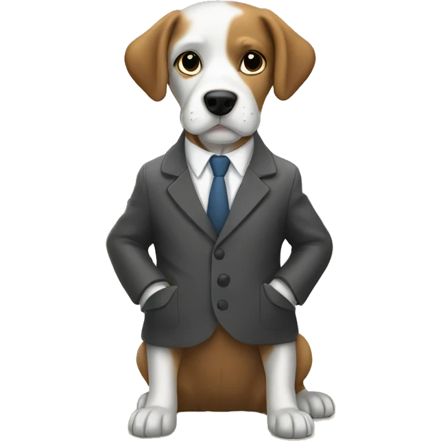 Dog in a suit and coat stealing bones from the pet store emoji