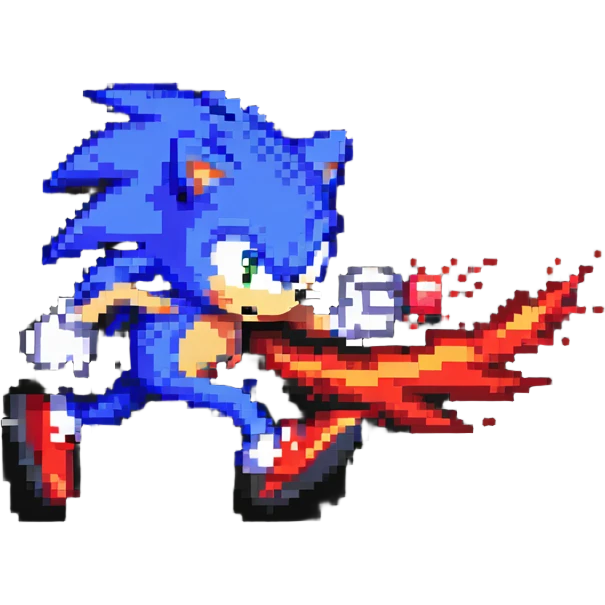 Sonic the Hedgehog sprinting with red trail emoji