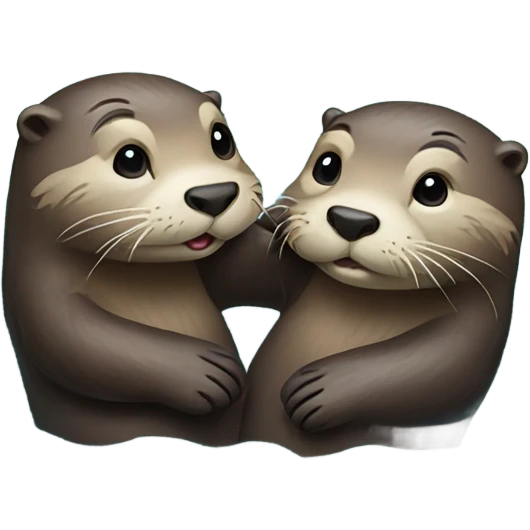 Two otters holding hands floating in water emoji