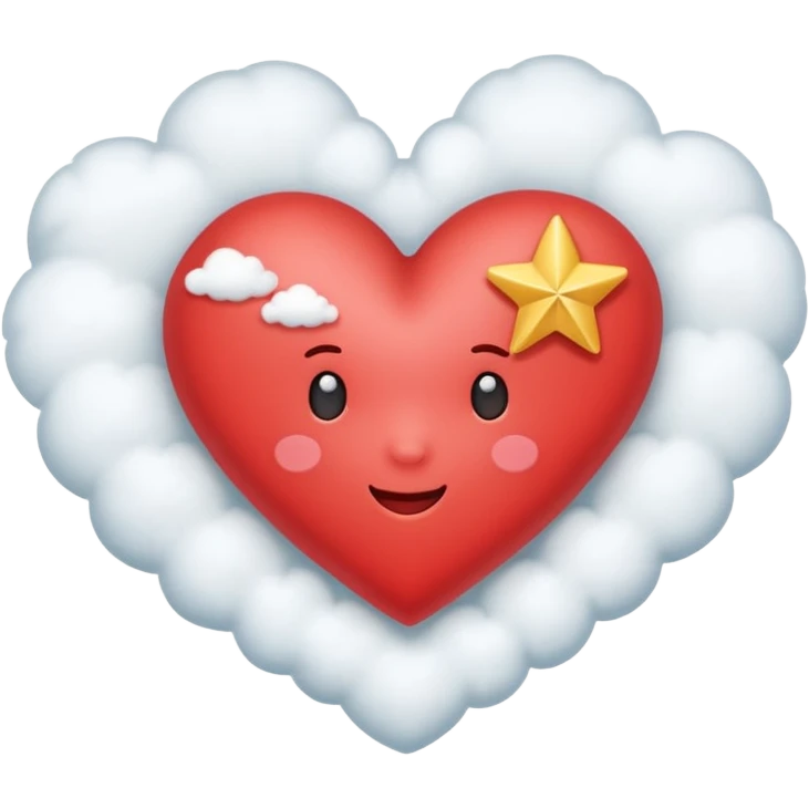 heart with a star and cloud motif emoji