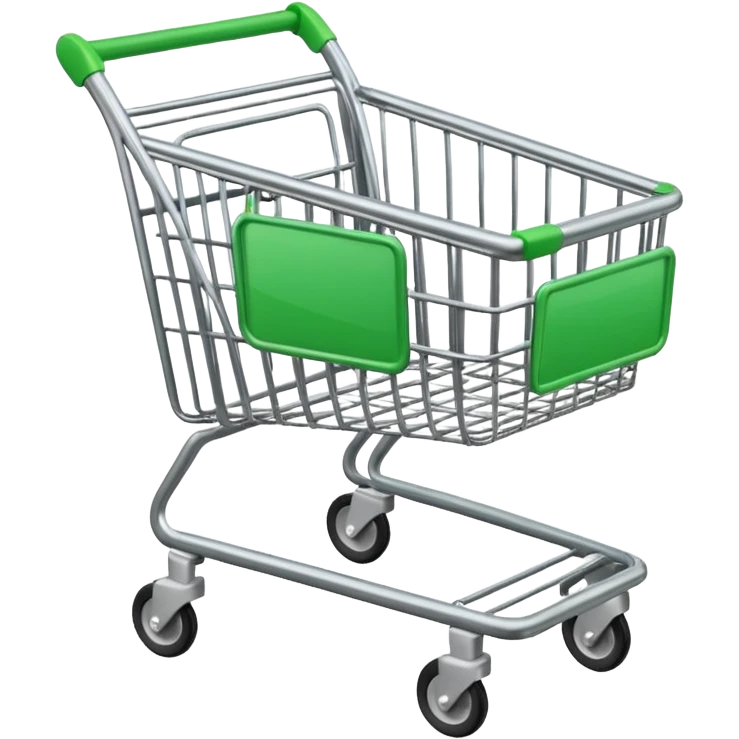 create empty shopping trolley emoji with green accent color emoji